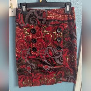 Stcetera NoPaisley Red and Black Button Skirt